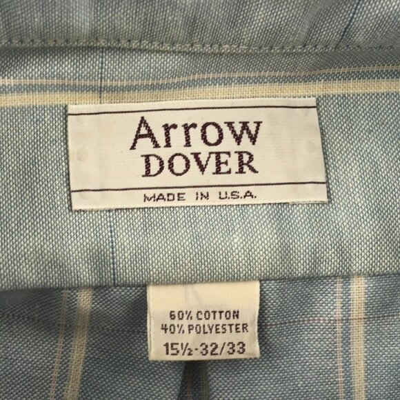 2 Arrow Dover Men Dress Shirt Size 15.5 Neck Lot Of Two Striped Button Down Blue - Picture 3 of 10